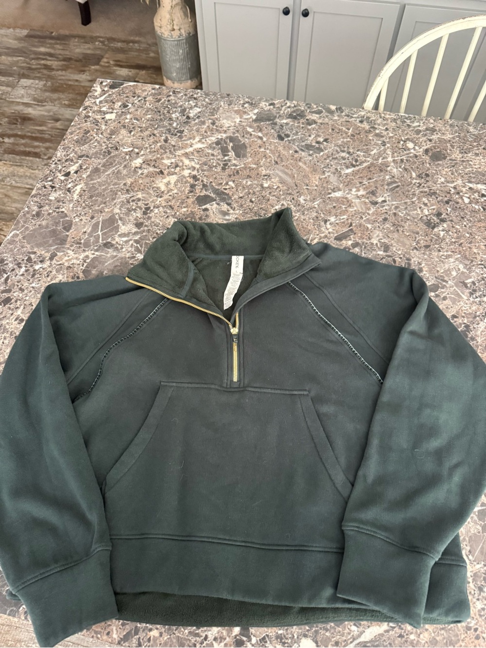 Men's Dark Green Half-Zip Pullover Sweater